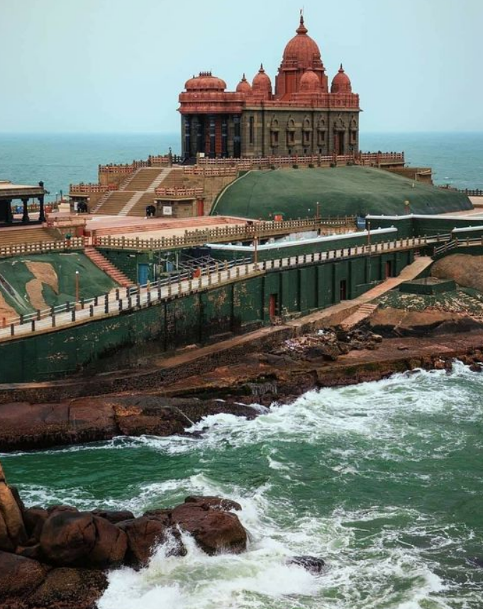 Vivekananda Rock Memorial against the backdrop of Indian Ocean