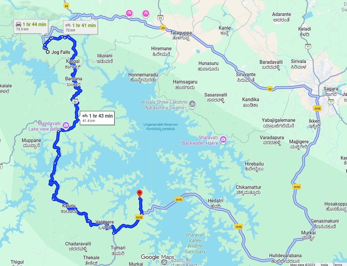 Sigandur to JogFalls Distance